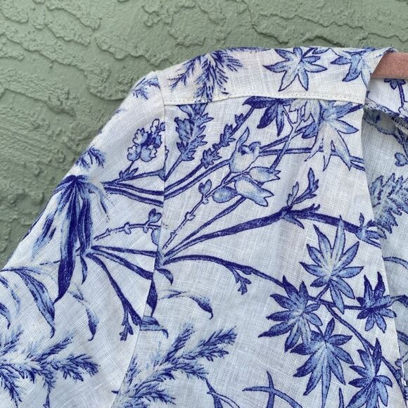 H&M Sz M 100% Linen Floral Wrap Top - Picture 5 of 8